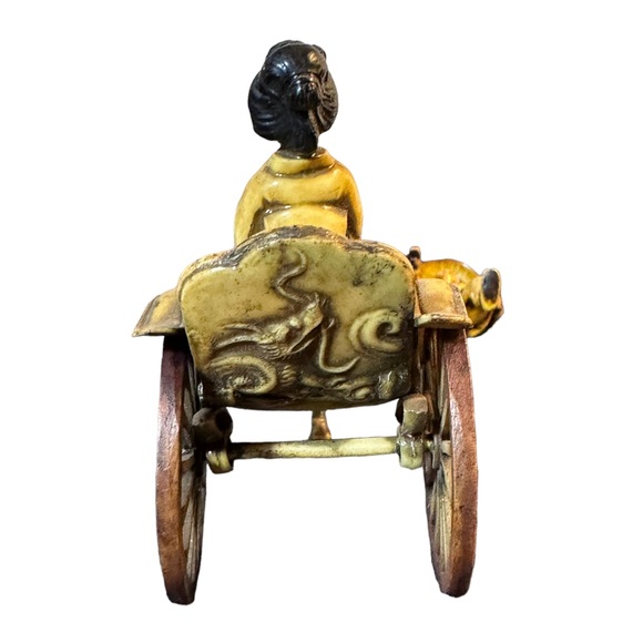 VINTAGE 1970s CELLULOID PLASTIC/JAPANESE RICKSHAW FIGURINES - Picture 3 of 11